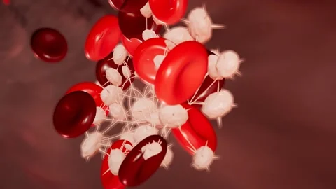 Activated platelets aggregating clotting plug loop Stock Footage 343136427