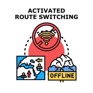 Activated route switching for alternative network path Stock Illustration