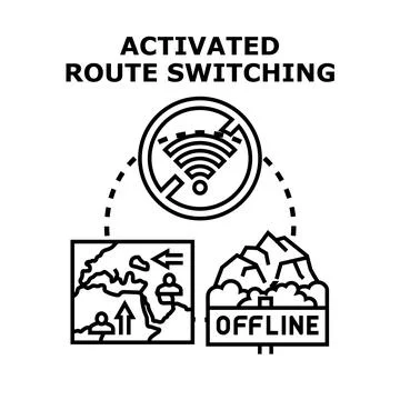 Activated route switching for alternative network path Stock Illustration