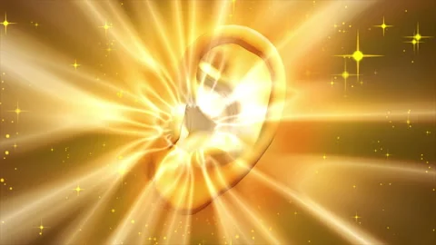 Activates hearing sensitivity and absorbs energy waves Video stock 199749455