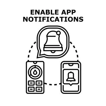 Activating app notifications for mobile device updates Stock Illustration