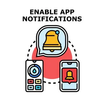 Activating app notifications for mobile device updates Stock Illustration