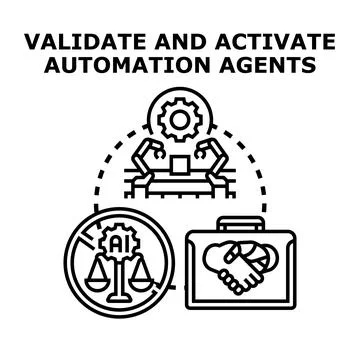 Activating automation agents and smart robotic systems Stock Illustration