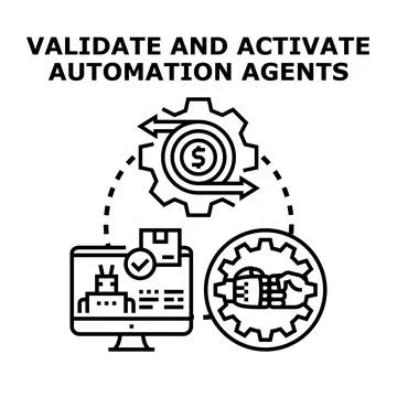 Activating digital automation agents for online business processes Stockillustratie