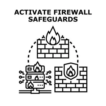 Activating digital firewall safeguards protecting network data 스톡 일러스트