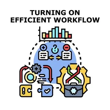Activating efficiency in business process workflow illustration Stock Illustration
