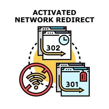 Activating network redirect on website browser 库存插图