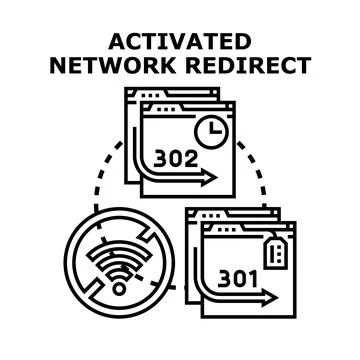 Activating network redirect on website browser 库存插图