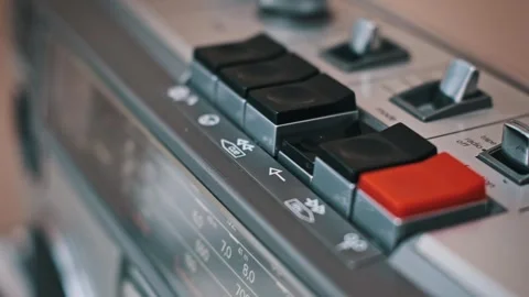 Activating Playback on a Classic Cassette Deck Stock Footage 301680814