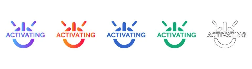 Activating Power Button and Status Icons Stock Illustration