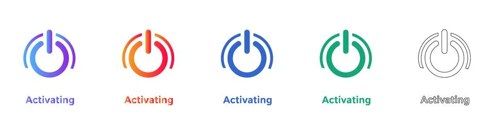 Activating Power Button Icon Set イラスト素材