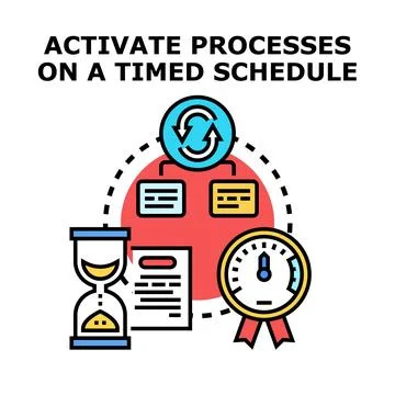 Activating processes on a timed schedule concept illustration Stock Illustration