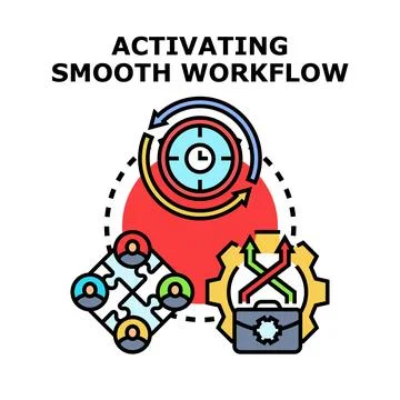 Activating smooth workflow for business process optimization and team colla.. Illustrazione stock