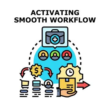 Activating smooth workflow process enhancing business efficiency Stock Illustration