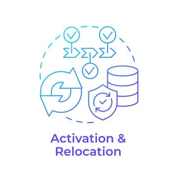 Activation and relocation blue gradient concept icon Illustrazione stock