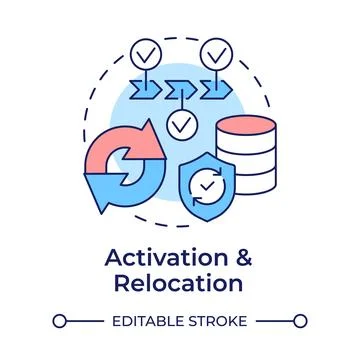 Activation and relocation multi color concept icon Stock Illustration