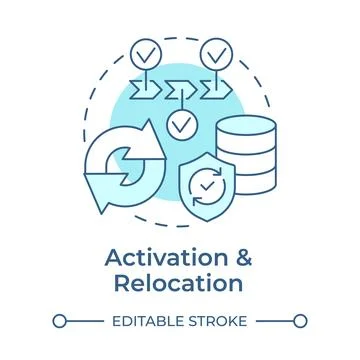 Activation and relocation soft blue concept icon Stock Illustration