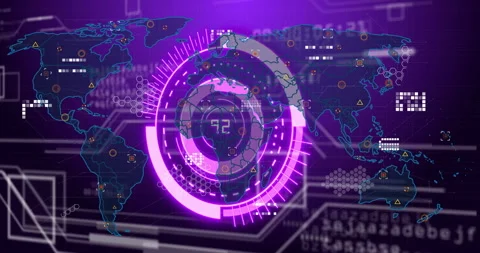 On activation HUD rings rotating and pulsing with numbers incrementing to Stock Footage 310283805