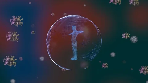 Activation of human immunity. Viruses attacks the human body which is protected Stock Footage 127047858