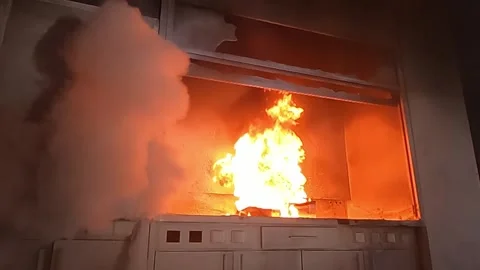 Activation of the powder fire extinguishing module 002 Stock Footage 309321662
