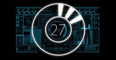 On activation signal, central HUD countdown filling segments and updating Stock Illustration