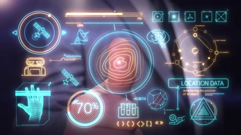 Activation of the virtual panel with geolocation data. 库存影片 236191906