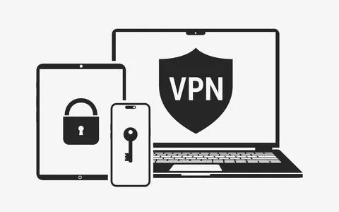 Activation of Virtual Private Network icon. Devices screen multi factor aut.. Stock Illustration