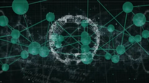 On activation wireframe brain forming by spheres floating pulsing dissolving to Stock Footage 329126025