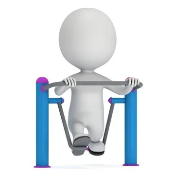 Active 3D man exercising on outdoor fitnes trainer machine Illustrazione stock