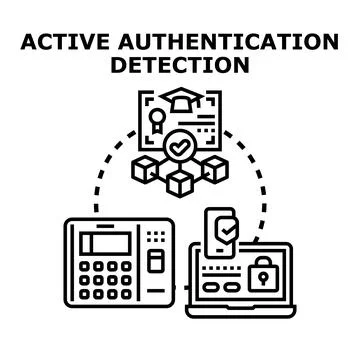 Active authentication detection process for data security 스톡 일러스트