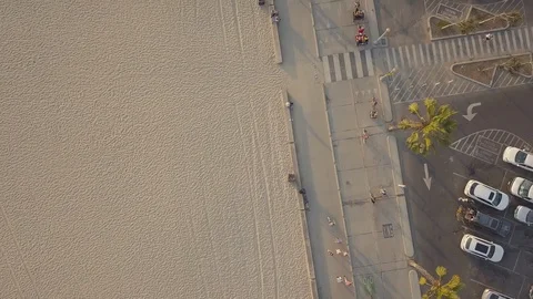 Active Beach View From Above Sand Bike Path Aerial 1 Stock Footage 100522173