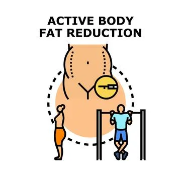 Active body fat reduction process with exercise and cosmetic surgery Иллюстрация