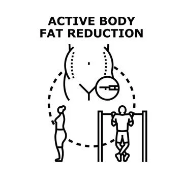 Active body fat reduction process with exercise and cosmetic surgery Stock Illustration