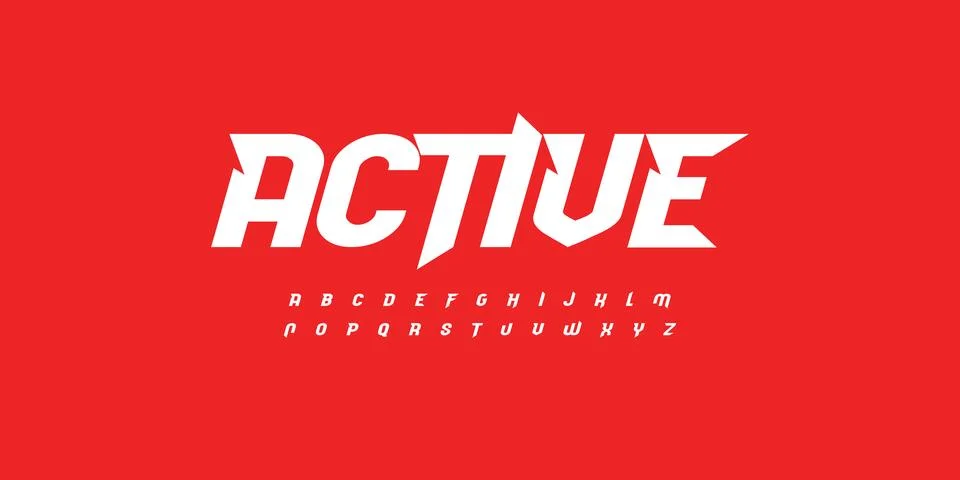 Active bold font, red Italic speed alphabet with bevel inside letters. Dynamic Stock Illustration