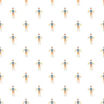 Active boy exercising with dumbbells seamless pattern イラスト素材