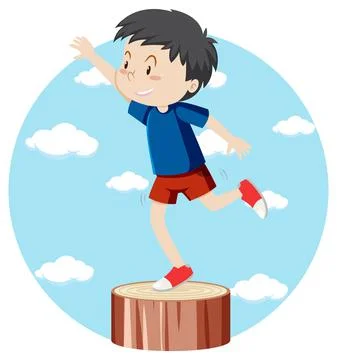 Active boy simple cartoon character Stock Illustration