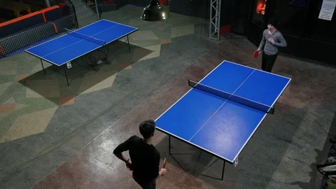 Active boys learning to play table tennis Video stock 103282257