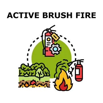 Active brush fire prevention and extinguishing concept Stock Illustration