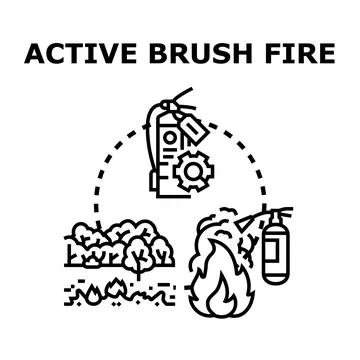 Active brush fire prevention and extinguishing concept Stock Illustration