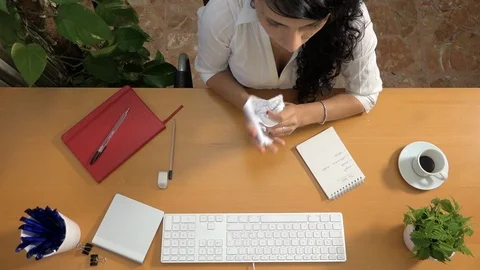 Active businesswoman proofreading draft text on computer and making paper ball Video stock 88812144