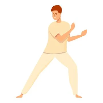 Active capoeira icon cartoon vector. Sport training Illustrazione stock