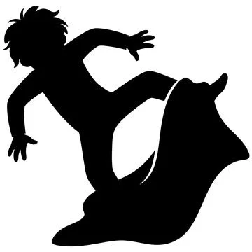 Active Child Jumping and Playing in a Playful Silhouette Illustration Stock-Illustration