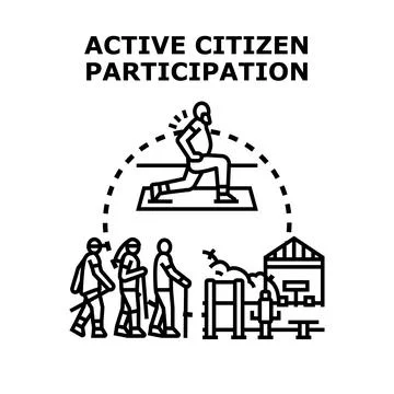 Active citizen participation engaging public life activities 库存插图