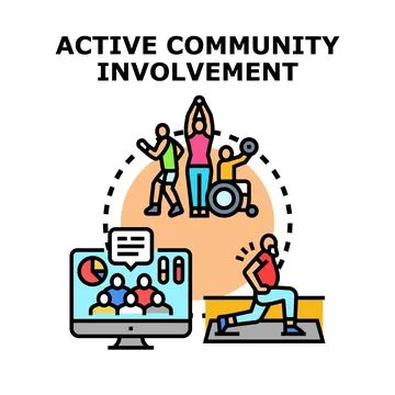 Active community involvement concept vector illustration Stock Illustration