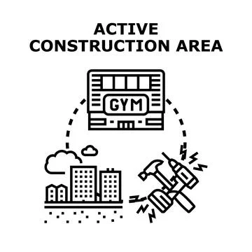 Active construction area for new gym building Stock Illustration