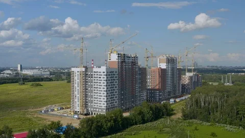 Active construction of residential buildings Stock Footage 112579086