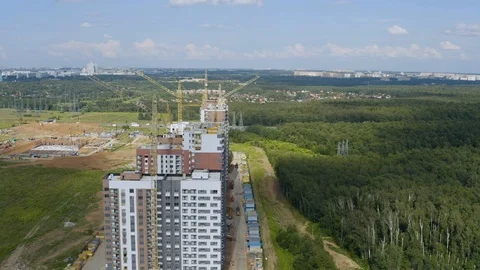 Active construction of residential buildings Stock Footage 112579124