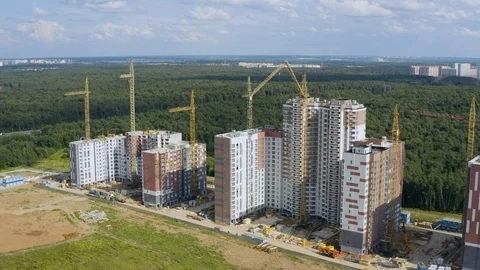 Active construction of residential buildings Stock Footage 112579241