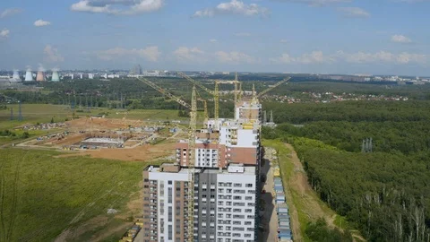 Active construction of residential buildings Stock Footage 112579316