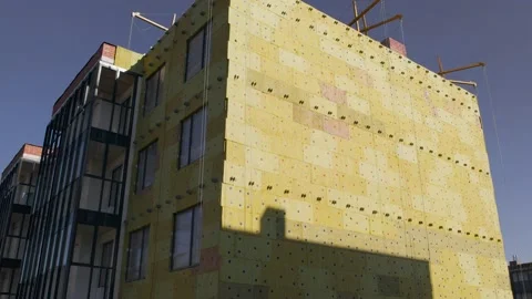 Active construction site. Building of a complex of residential buildings Stock Footage 163205811